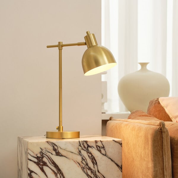 Globe Electric 45.7cm Vintage Desk Lamp Matte Brass Dome Shade